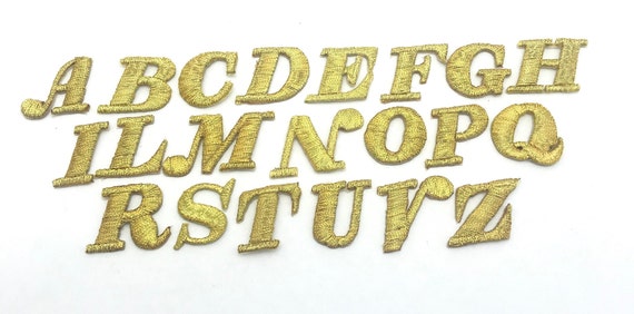 Iron on Embroidered Letters Gold Patch Embroidery Applique Letters Craft  Supplies Diy Machine Embroidery Craft Supplies Monogram Badge Kid -   Denmark