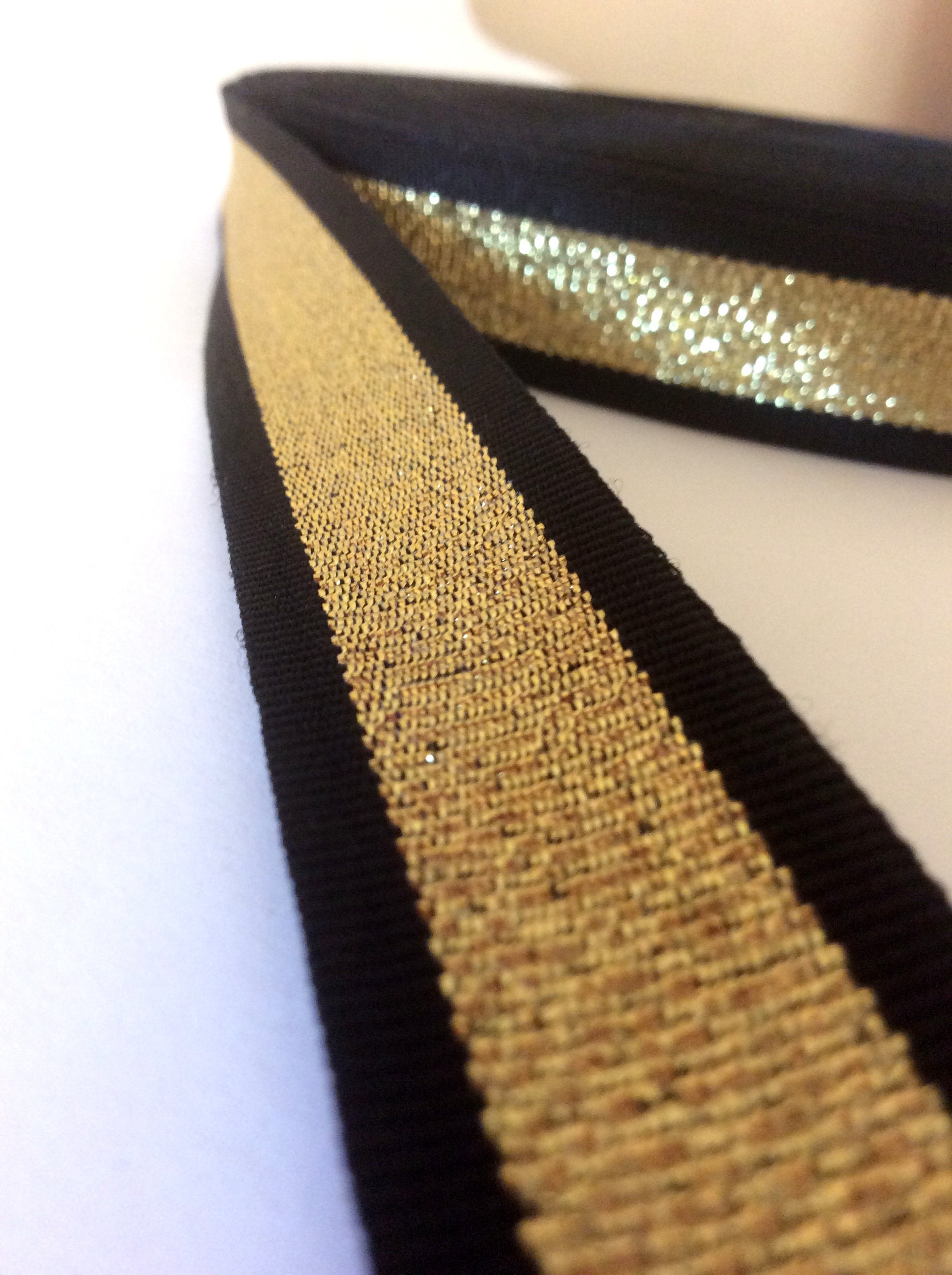 Striped Ribbon Gold Black Grosgrain Trim 1 25mm Etsy UK