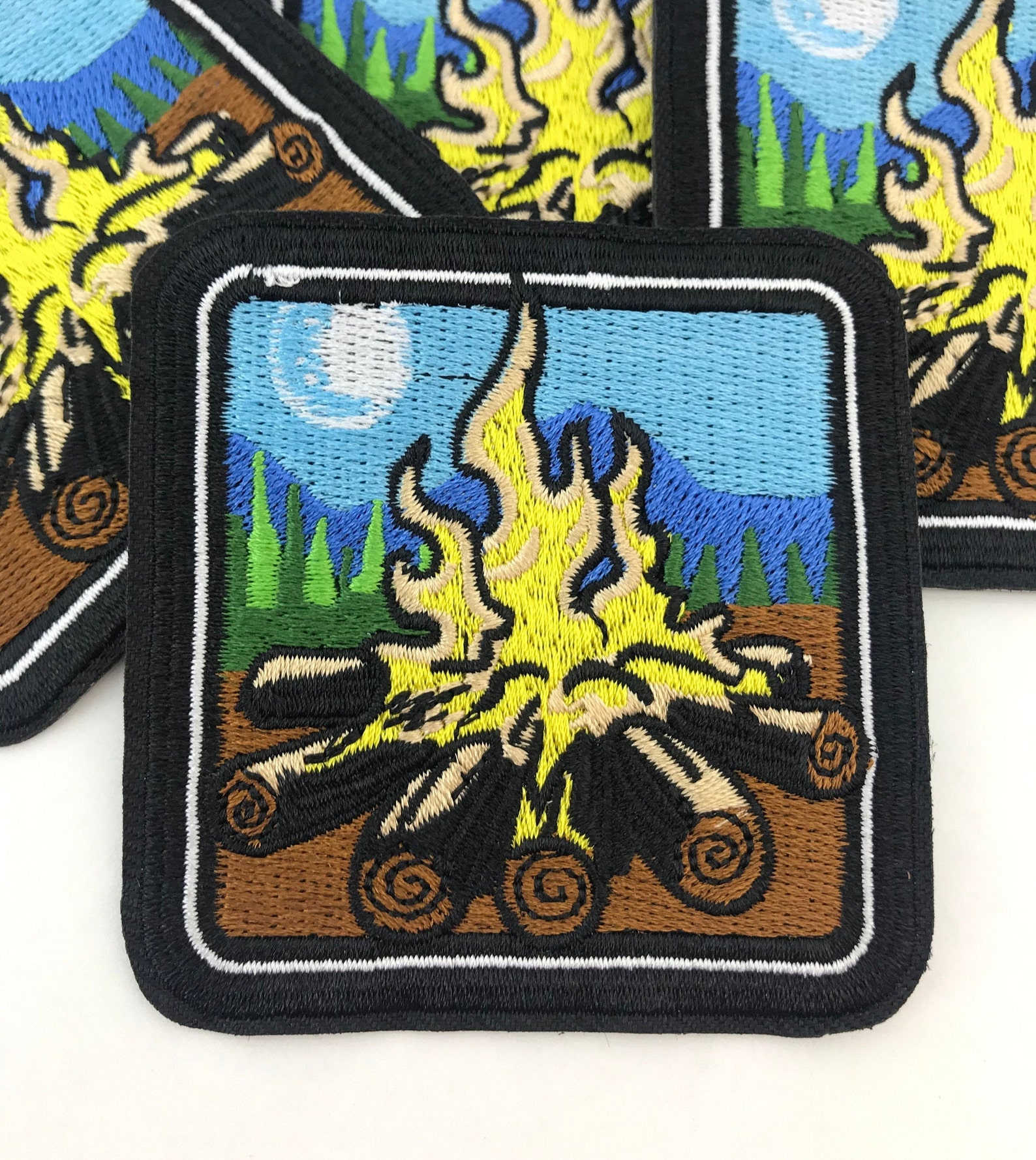 1 Iron on Patch Fire Flame Patches Embroidered Diy Camfire Etsy