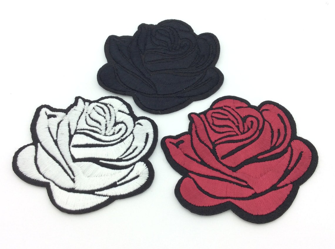 1 pz rosa rossa fiore Patch cucire su panno distintivo ricamato floreale Applique toppe Decorative Scrapbooking  200000297