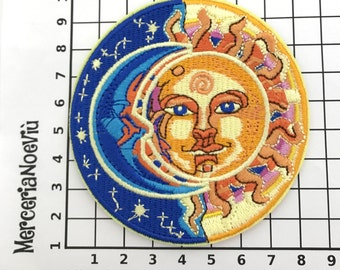 Patch grande sole & luna , sistema solare , costume cosplay , stella, pianeta ,spazio, toppa termoadesiva