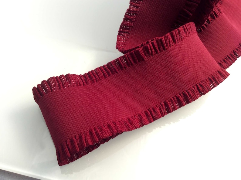 Dark Red Elastic Ribbon by the Yard Fancy Elastic Trim Size Etsy