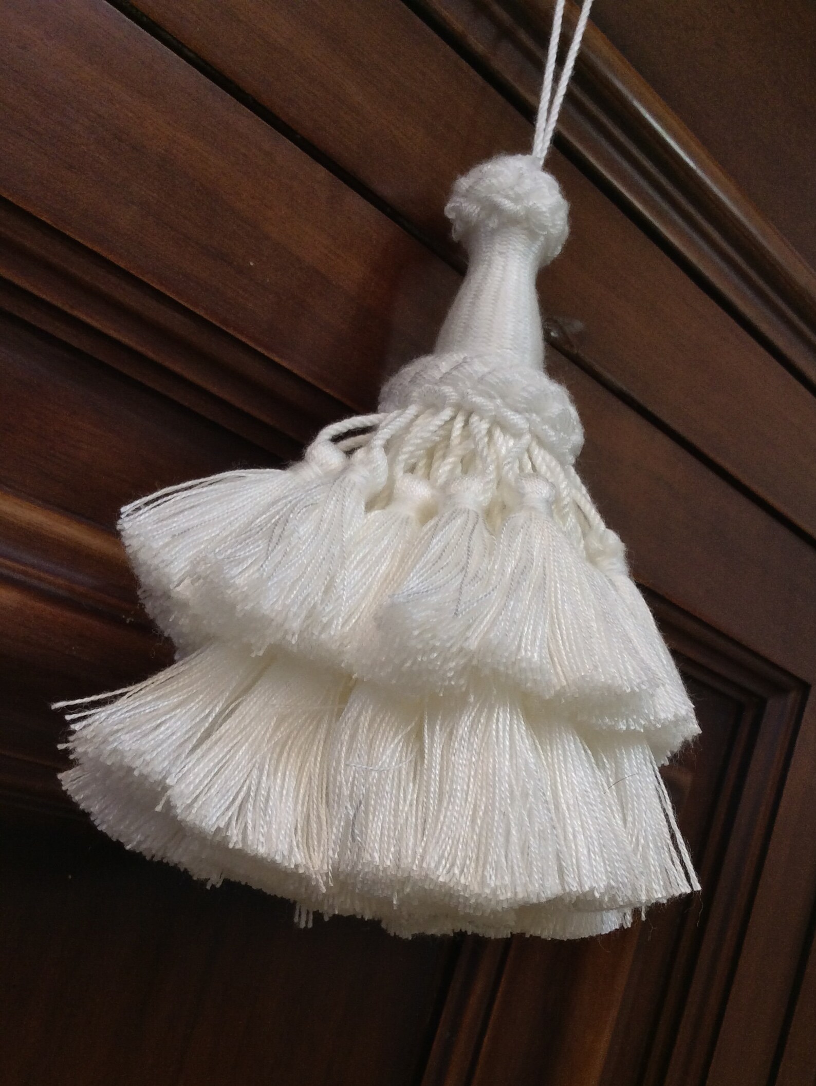 Fiocco Decorativo A Pompon (nappina) 20x10 Cm - Colore Blu Avion, In Acrilico, Per Chiavi, Arredamento, Regali - 5