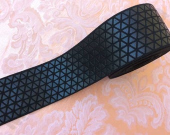 2" Black elastic by the yard fancy elastic ribbon trim size. Large sewing elastic trim as craft supplies for belt, shoes, bags, jackets.