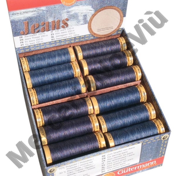 Gutermann creativ Jeans Thread 100m reel medium denim and dark denim