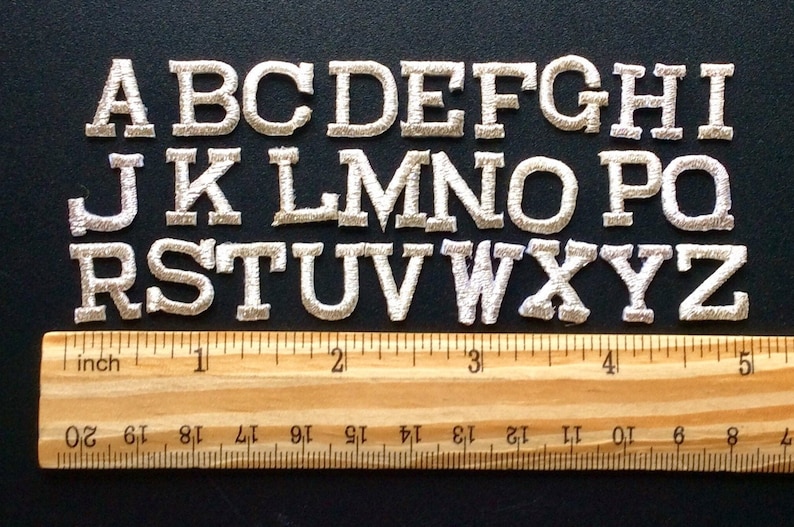 Iron on embroidered letters embroidery applique silver letters | Etsy