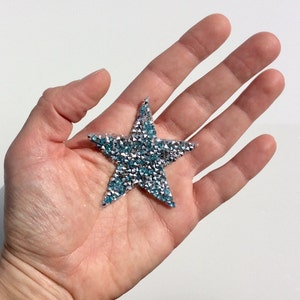 Toppa Patch A Stella Con Strass E Catenina - Termoadesiva Hotfix, Colore Nero E Crystal, 8,5 X 14,5 Cm, Per Personalizzare Scarpe, Borse E Vestiti