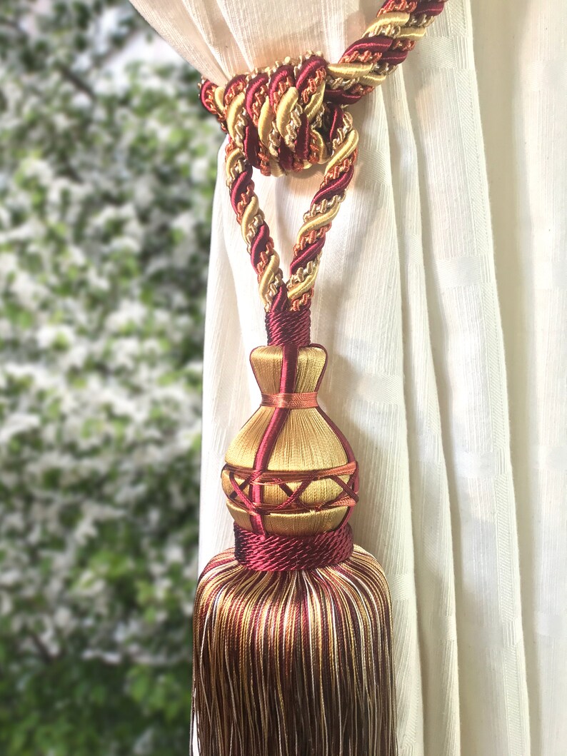 1 Luxury Red Gold Tieback With Big Tassel.elegant Drapery for Etsy