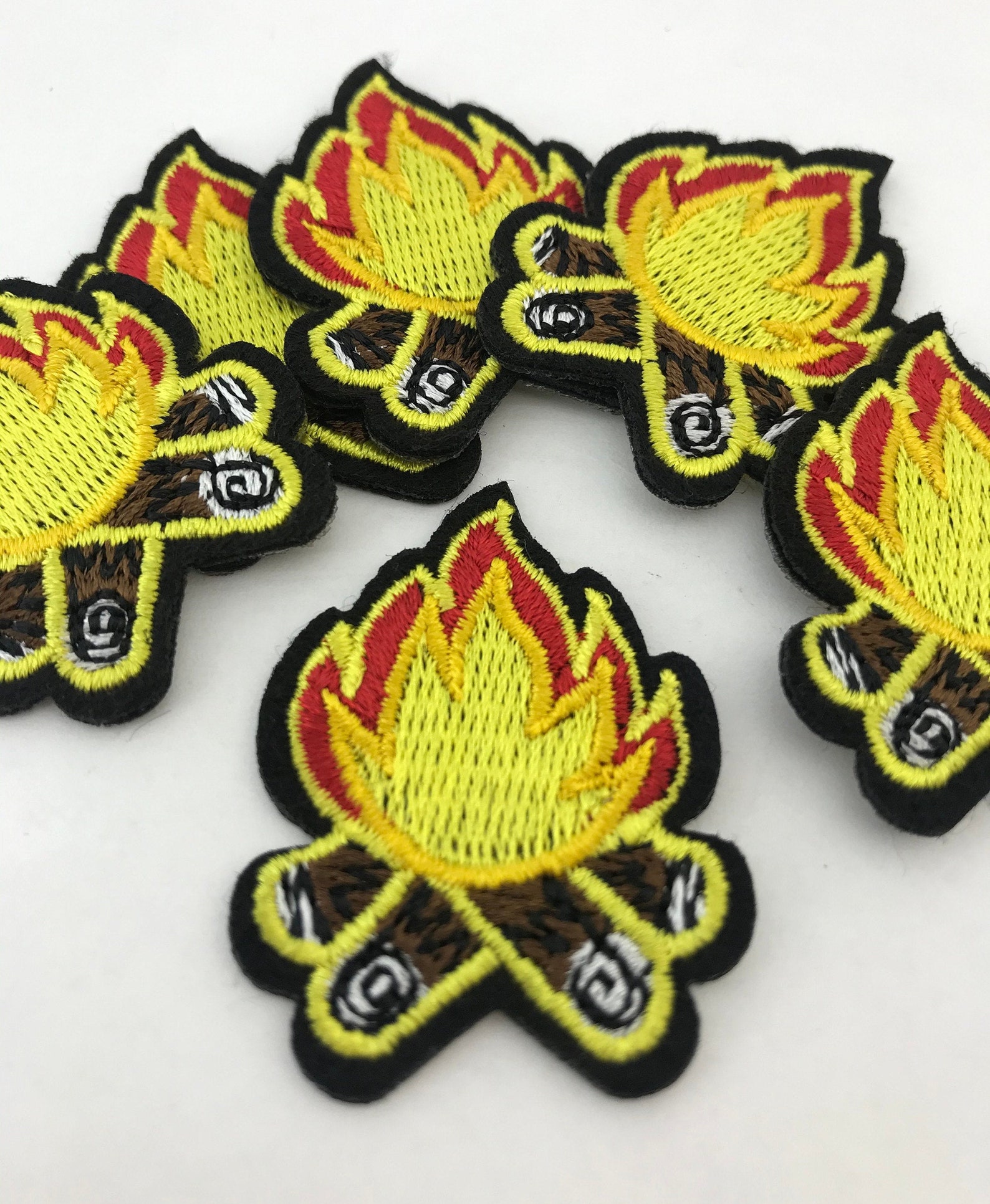 1 small iron on patch fire flame patches embroidered diy Etsy