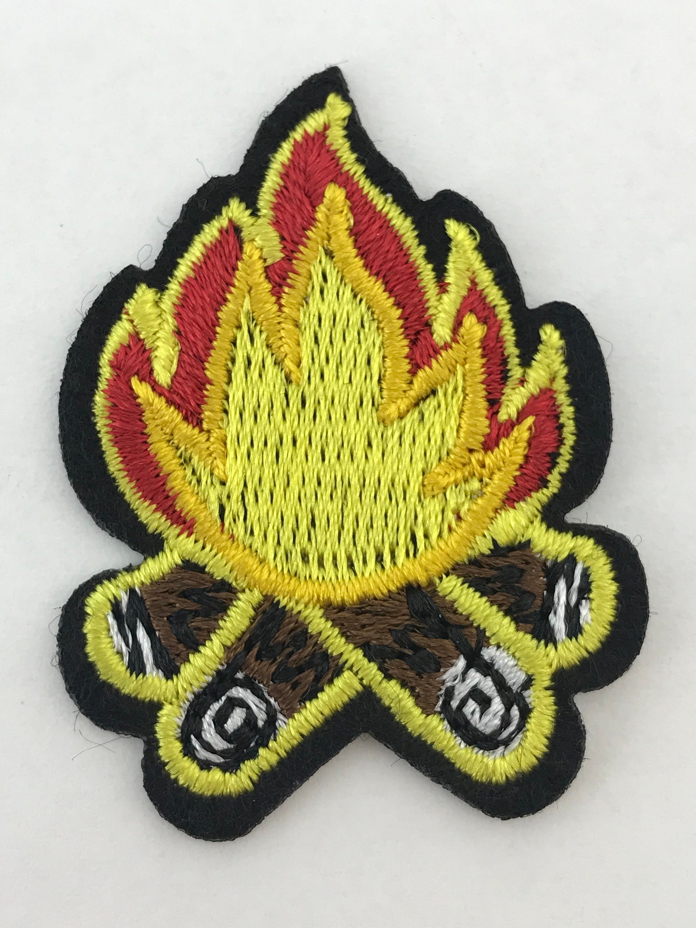 1 small iron on patch fire flame patches embroidered diy Etsy