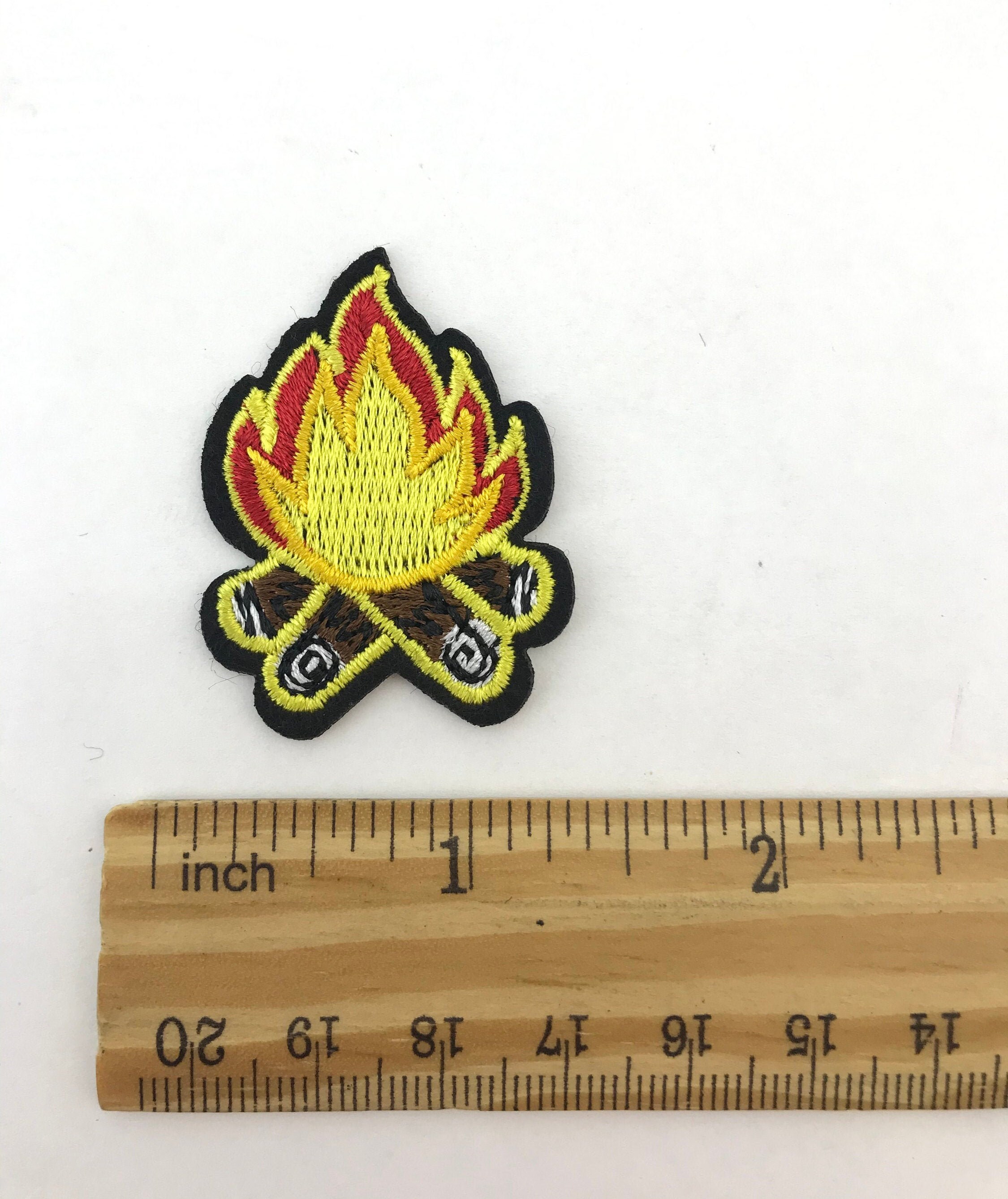 1 small iron on patch fire flame patches embroidered diy Etsy
