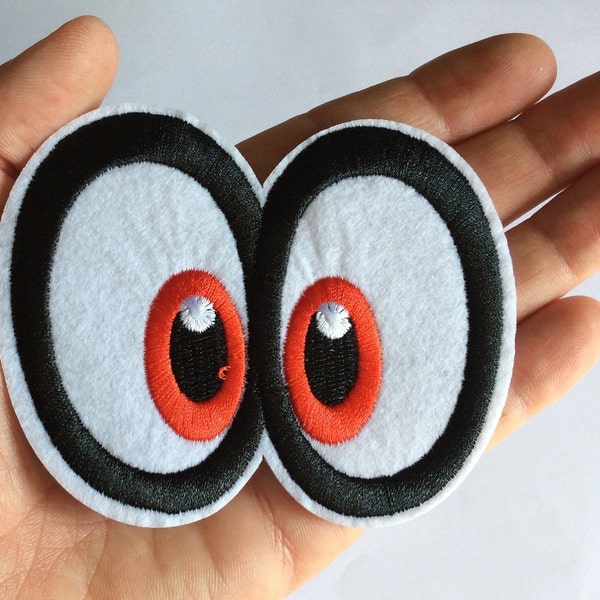 Eyes red hat iron on patch embroidered applique