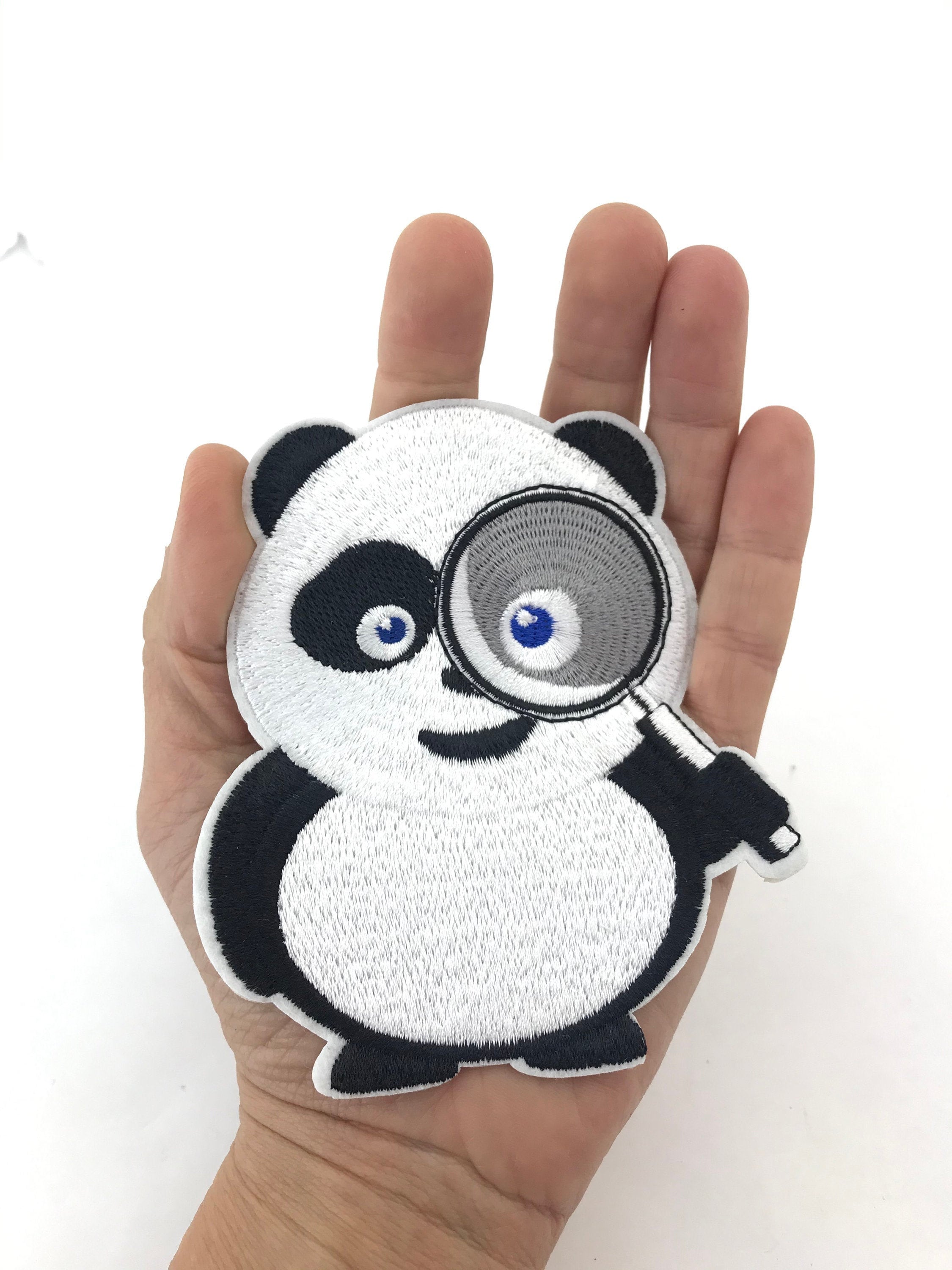 1 iron on patch large panda patches embroidered diy animal | Etsy