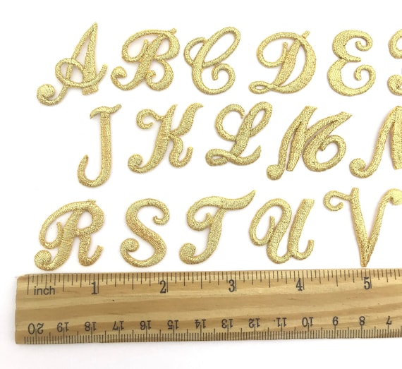 Iron on Embroidered Cursive Letters Gold Applique Craft Supplise Diy  Machine Embroidery 1 Inch Monogram Patch Alphabet for Name School Kids 