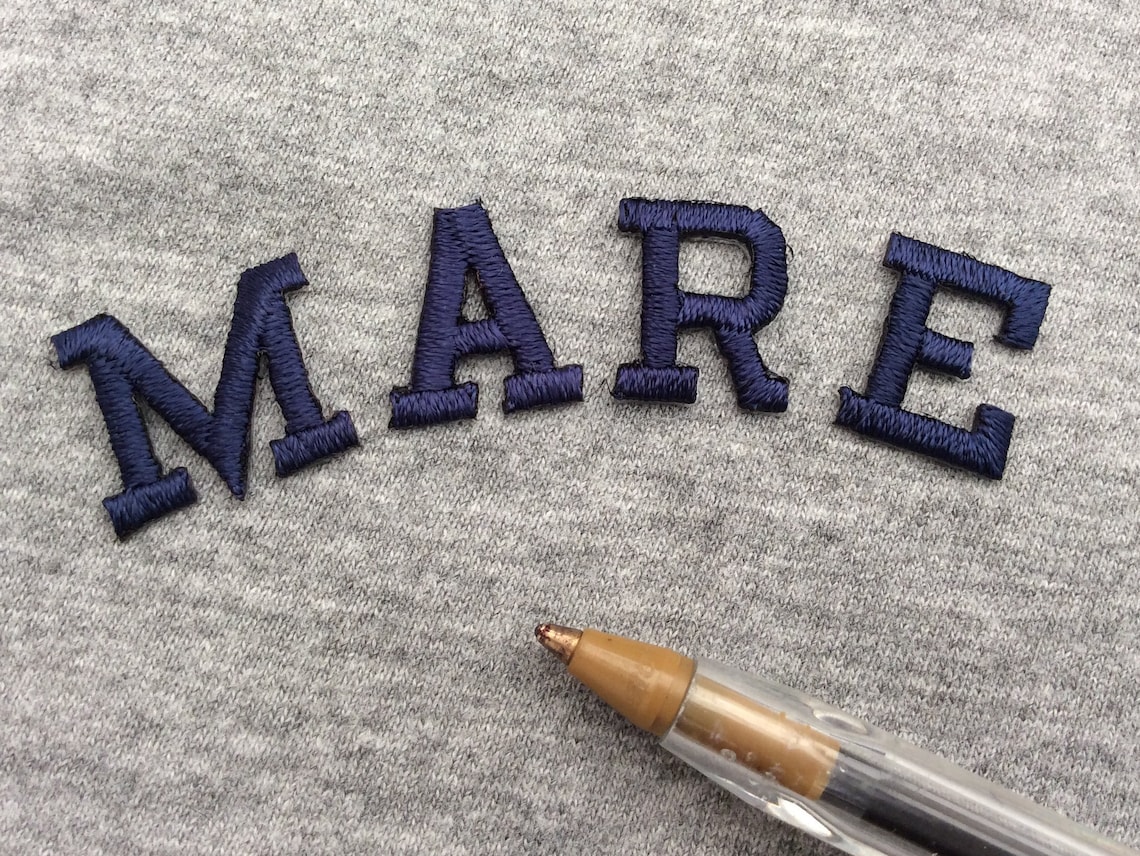 Iron on embroidered letters embroidery applique blue letters | Etsy