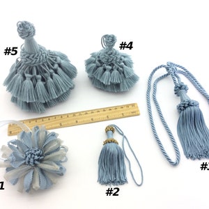 Tassels matching in color, blue. Compose your order, buying the items to match your living room, bathroom, kitchen, etc.