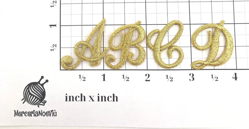 Iron on embroidered cursive letters gold applique craft supplise diy machine embroidery 1 inch monogram patch alphabet for name school kids immagine 3