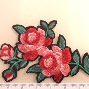 Patch ricamata fiore rosa termoadesiva vintage fashion rosa hotfix applicazione grande immagine 3