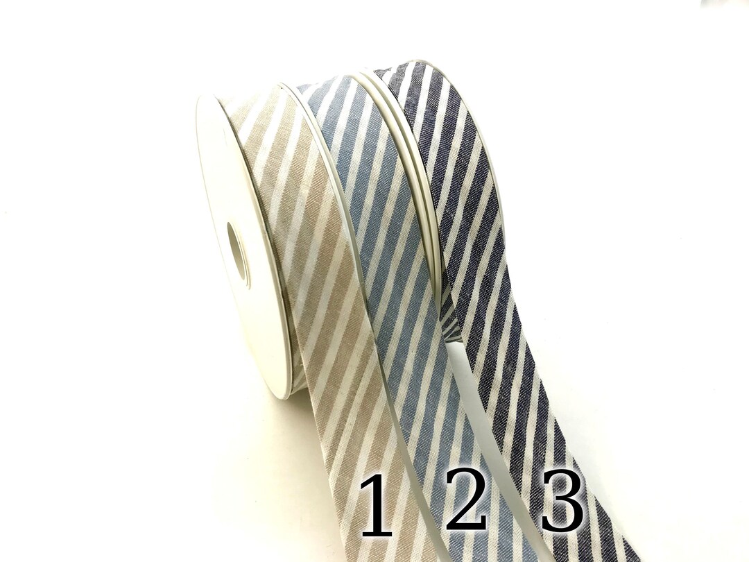 1 Linen Bias Binding Tape. Striped Bias Finishing Armhole, Neckline