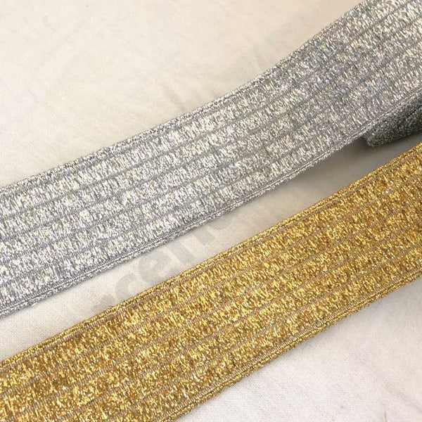 Elastisches Silber oder Gold 4 cm Gürtel Taschen Schuhe Kleider Gold Silber Gummiband