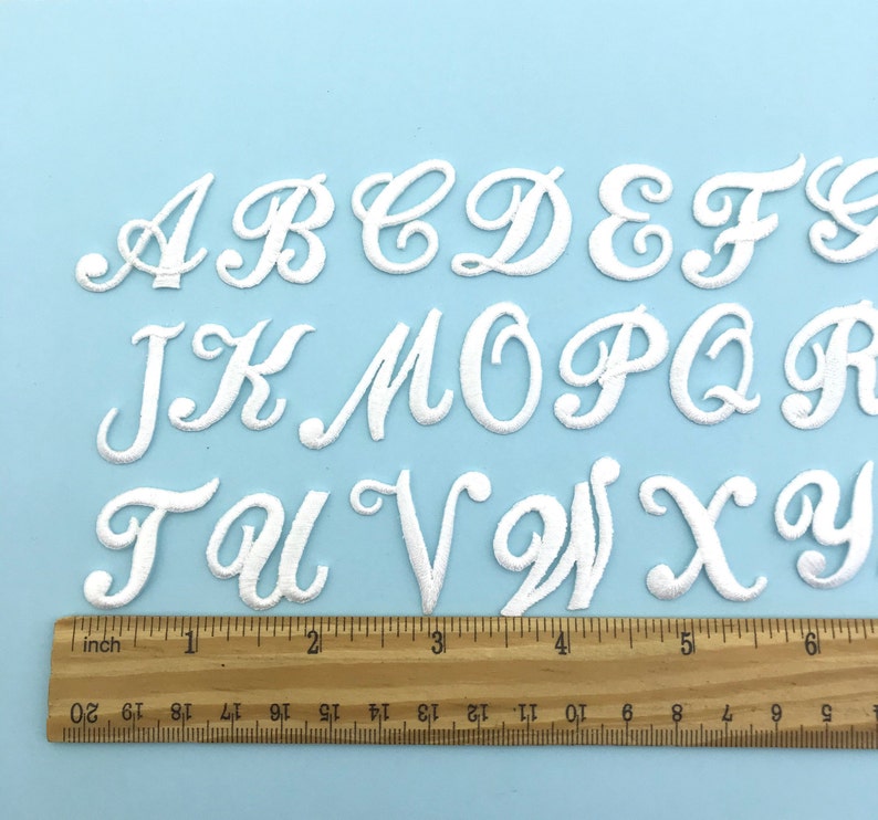 Iron on Embroidered Cursive Letters White Applique Craft Etsy Australia