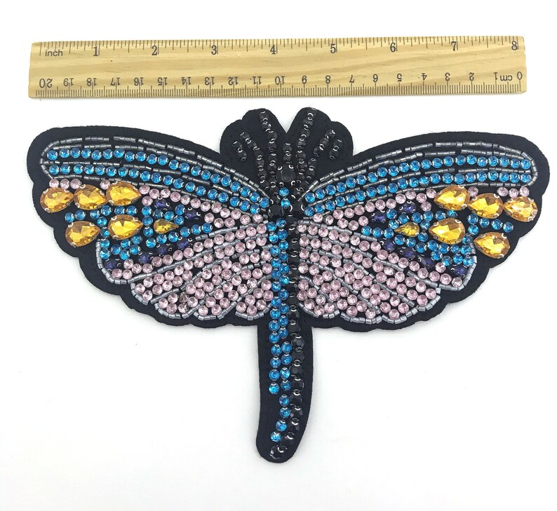 3 Toppe Ricamate Con Strass E Perline - Farfalla, Ape E Libellula Per Decorare Vestiti
