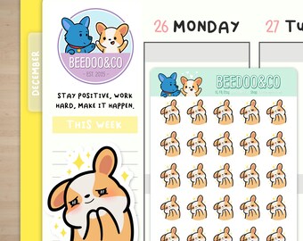 Sparkle Planner Stickers | Happy Mail, Deco Sticker, Bullet Journal, Cute, Kawaii, Corgi, Functional, Happy