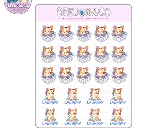 Laundry Day Corgi Planner Stickers | Hand Drawn Planner Stickers, Happy Planner, TN, Chores, Clothes, Wash Day