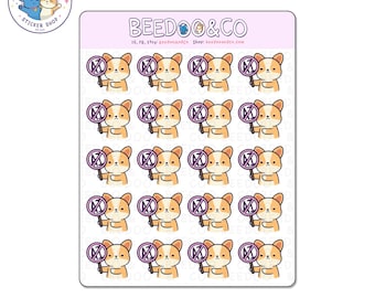 Corgi Anti AI Sign Planner Stickers | Happy Mail, Deco Sticker, Bullet Journal, Cute, Kawaii, Corgi, Anti AI, Drawing, No AI Slop