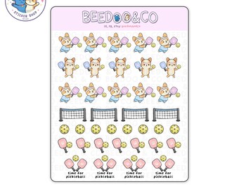 Miso The Corgi Playing Pickle Ball Planner Stickers | Quality Time, Sports, Fitness, Fun, Dink Squad