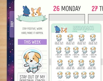 I Need My Space Planner Stickers |  Happy Planner, TN, Planner Stickers, Traveler's Notebook, Hobonichi, Bullet Journal, Personal Space
