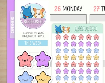 Colourful Starfish Planner Stickers | Happy Planner, TN, Plane, Narwhal, Seahorse, Corgi, TN, Hobonichi, Bullet Journal
