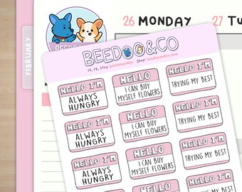 Hello I Am Hungry Planner Stickers | Corgi, Bullet Journal, Funny, TN, Cute, Kawaii, Happy, Planner, Stationery, Planning, Trying My Best