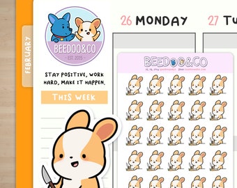 Miso Corgi Meal Prep Planner Stickers | Happy Planner, TN, Functional, Decorative, Dinner, Cooking, Cute, TN, Hobonichi, Bullet Journal