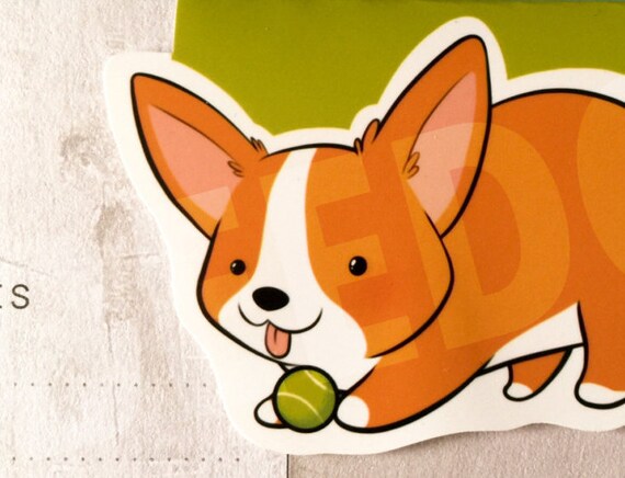 Cute Corgi Playing With a Tennis Ball Bookmark Etsy