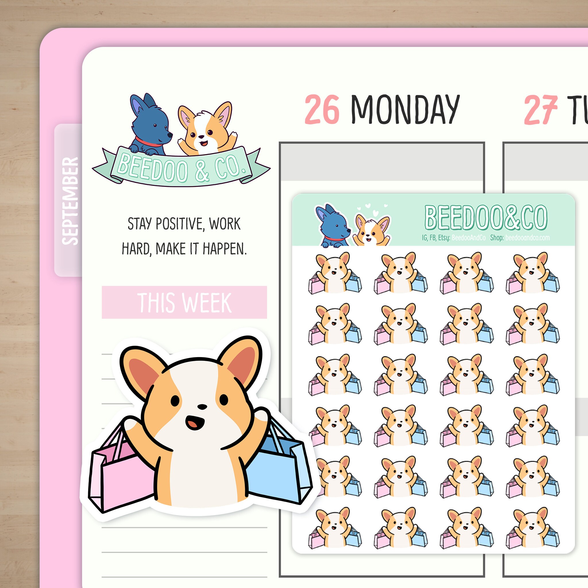 Shopping Miso Corgi Planner Stickers Happy Planner, Functional, Shopping  Spree, Buy All The Things, Cute, TN, Hobonichi, Bullet Journal