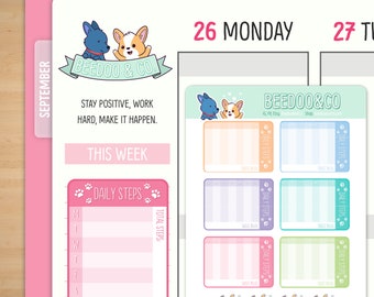 Weekly Step Tracker Planner Stickers | Happy Planner, TN, Functional, Tracking, Habit, Traveler's Notebook, Hobonichi, Bullet Journal