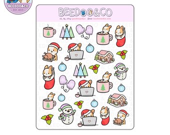 Corgi Miso Christmas Planner Stickers | Happy Planner, TN, Functional, Decorative, Hiding, Awkward, Meme, Funny Stickers, Haha