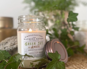 Farmhouse Mason Jar Soy Candle: Handcrafted in USA, 12 oz