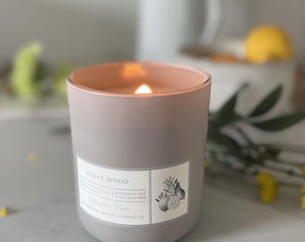 Wood Wick Soy Candle: Stonewashed Jar, Handcrafted in USA, 15 oz