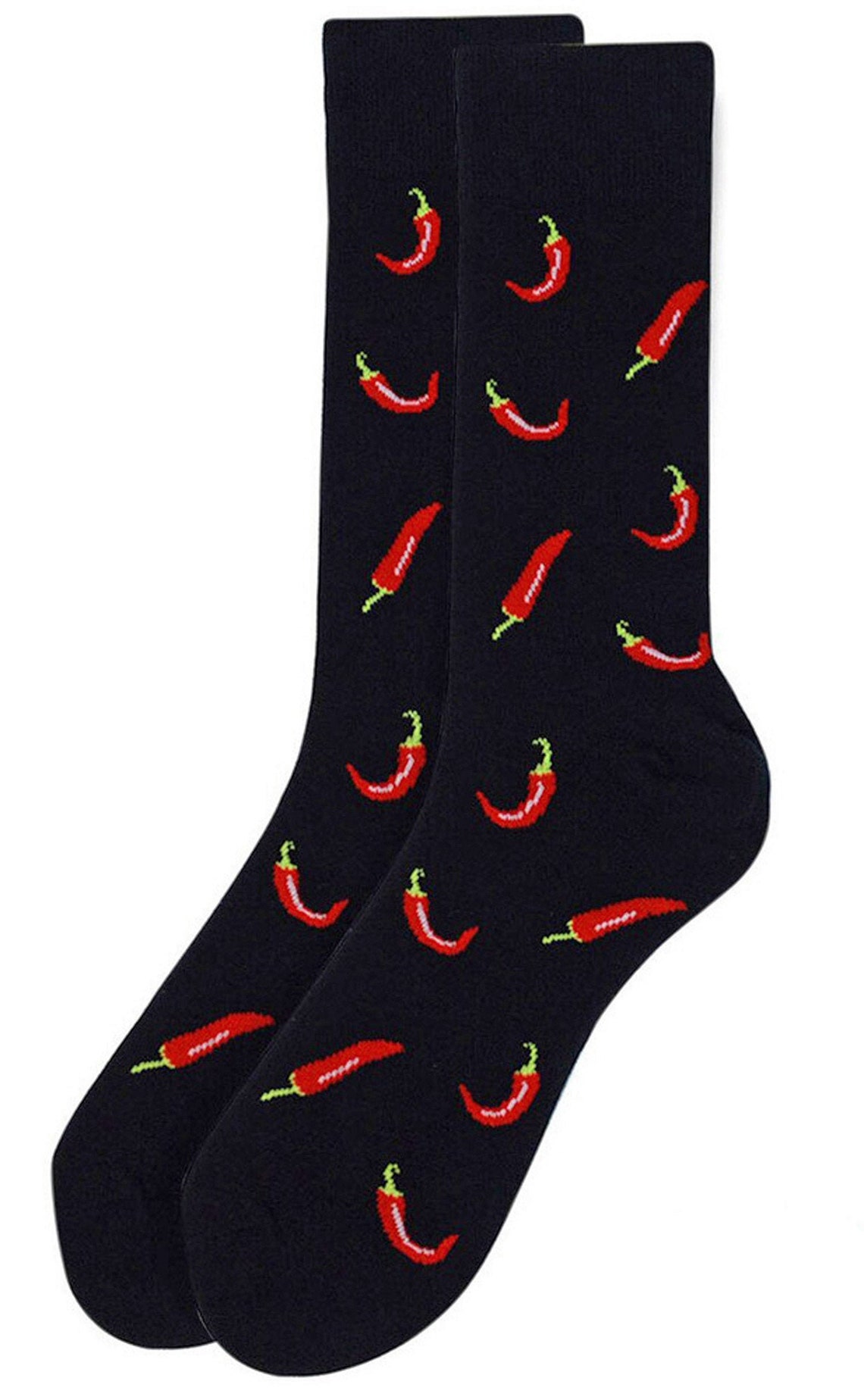 Mens Chili Pepper Socks with A Choice of Light Blue Color or Black Color as Funny Gifts For Men