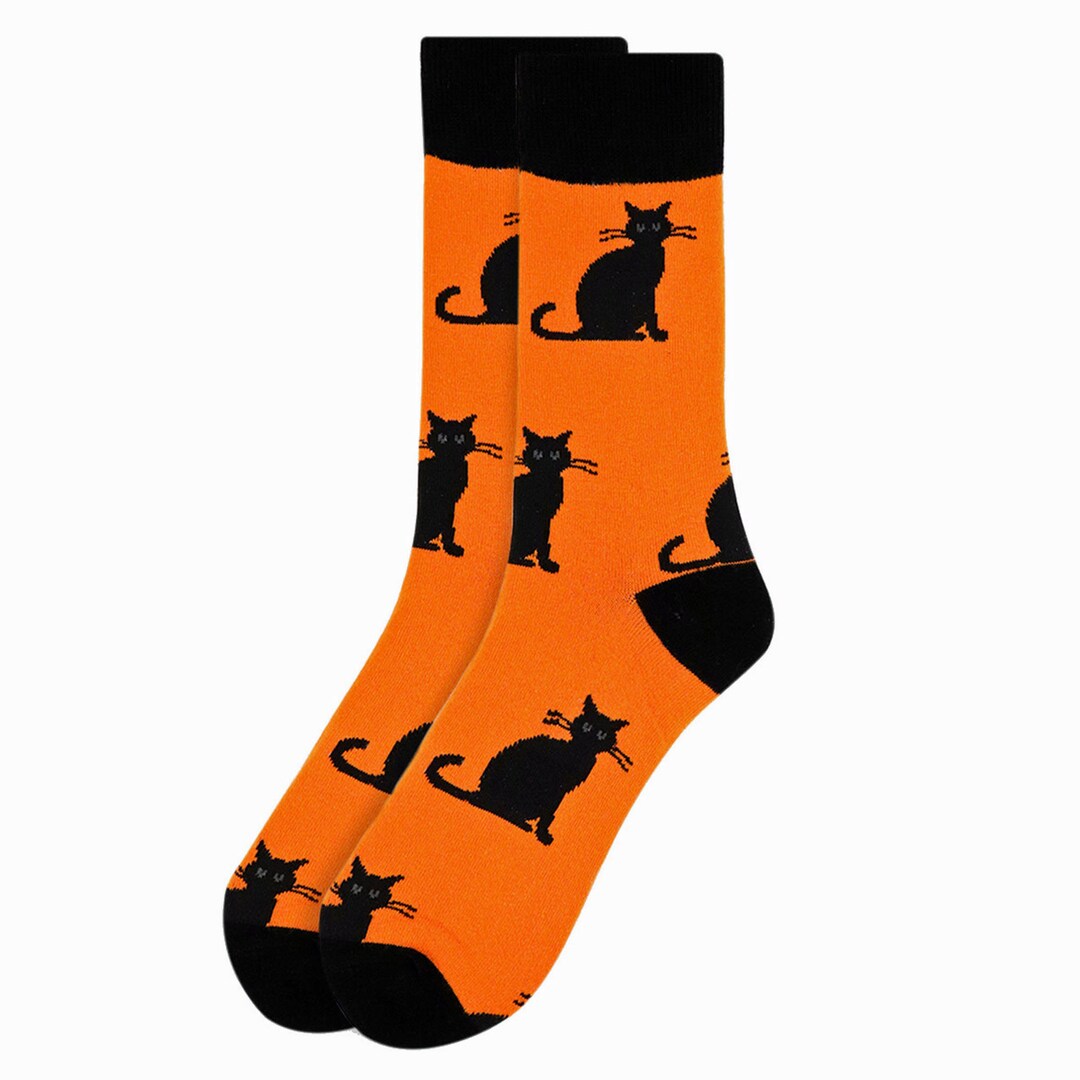 Men's Black Cat Socks Men's Bat Novelty Socks Etsy