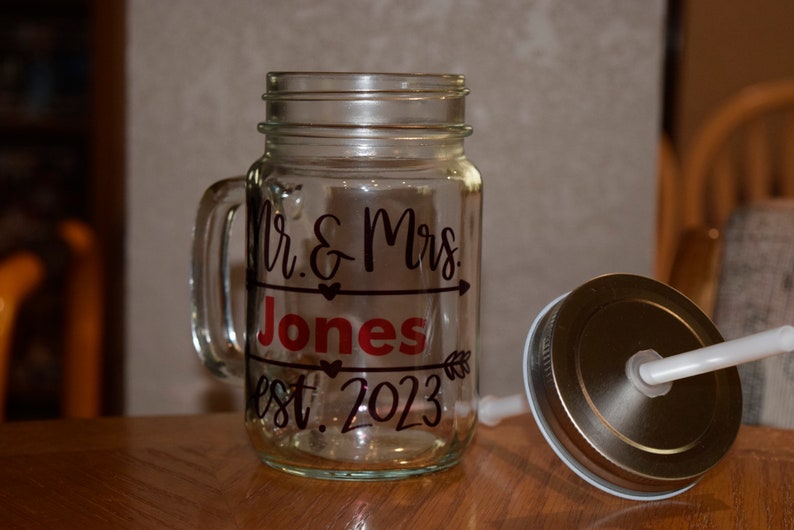 Bride and Groom Mason Jar Mr & Mrs Wedding Glass Mason Jar Etsy