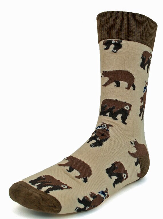 Mens Brown Bear Socks Mens Funny Socks Mens Flashy Socks Etsy