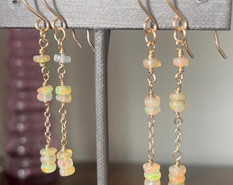 Ethiopian Opal Dangle earrings/ Gold Filled