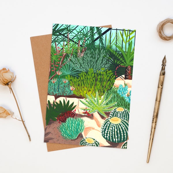 Kew Cactus Garden Fine Art Greeting Card - Plant Card - Eco Card - Botanical Card - Naked Card - Nature Card - Painted Card - Cactus Card