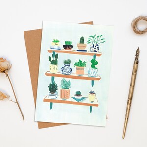 Cactus Shelf Greeting Card - Cactus Card - Plant Lover Card - Illustrated Card - Plant Card - Blank Greeting Card - Art Card - Painted Card