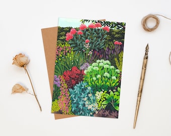 Late Spring Flower Garden Fine Art Greeting Card - Flower Card - Floral Card - Botanical Card - Naked Card - Nature Card - Painted Card