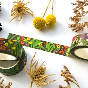 Wildflower Garden Illustrated Washi Tape - Art Washi Tape - Nature Washi Tape - Cute Washi Tape - Journal Tape - Floral Tape