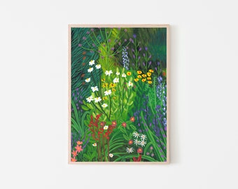 A4 | A3 Wild Flower Garden Giclee Fine Art Print - Flower Print - Botanical Print - Nature Print - Botanical Wall Art - Landscape Print